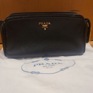 Authentic Prada Black leather case